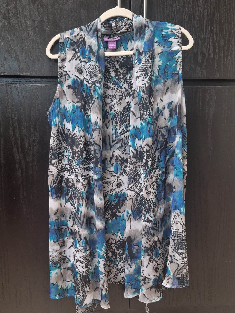 Beverly Drive Sheer Blue Duster Vest Sz Xl-16